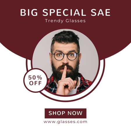 Ontwerpsjabloon van Instagram van Grote verkoopaankondiging op brillen