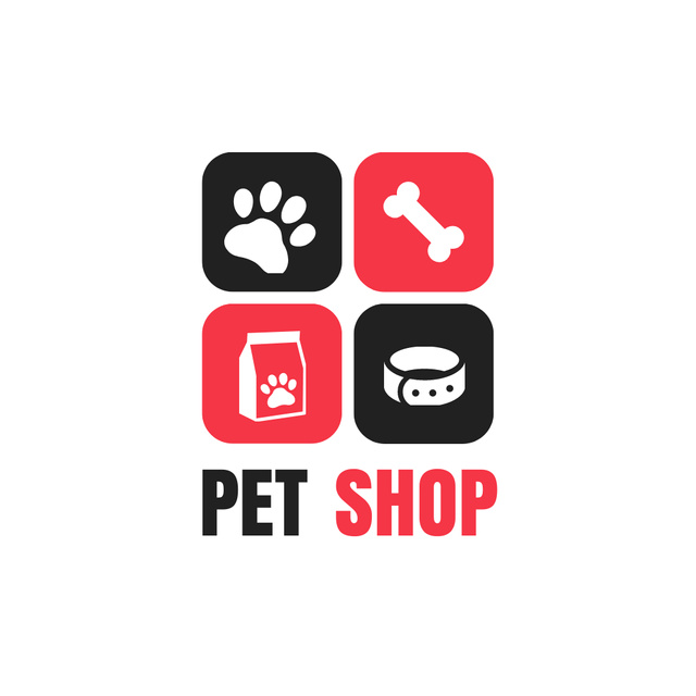 Food and Accessories in Pet Shop Animated Logo Tasarım Şablonu