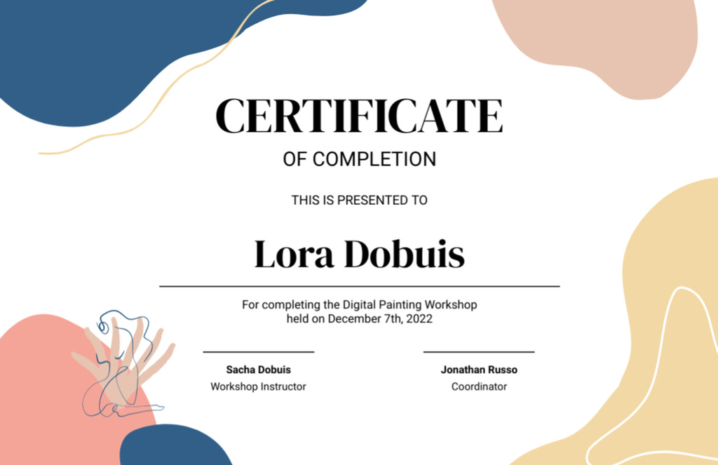 Education Online Course Completion Award Certificate 5.5x8.5in Design Template