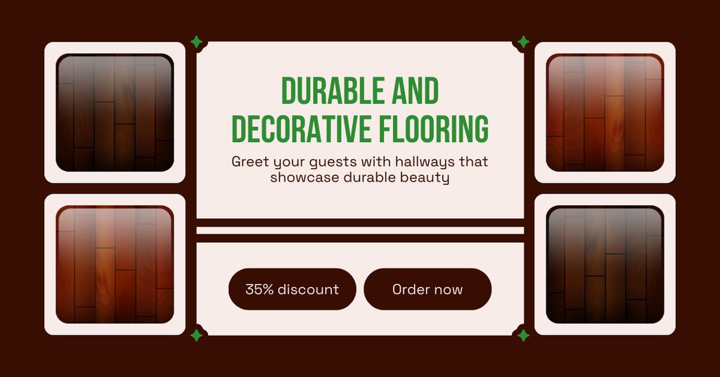 Durable Wooden Flooring Offer With Discounts Facebook AD Tasarım Şablonu