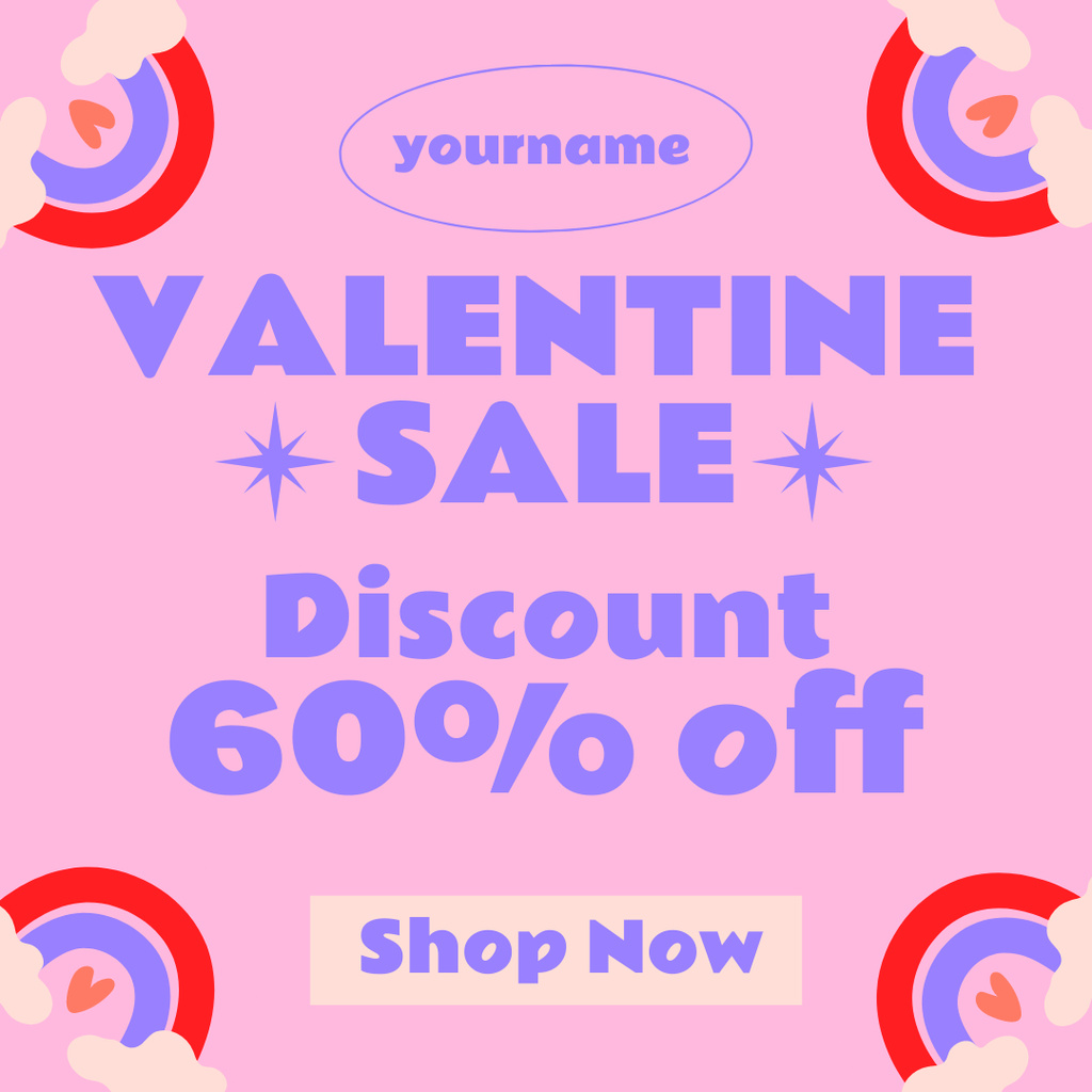 Valentine's Day Special Sale Announcement in Pink with Big Discount Instagram AD Πρότυπο σχεδίασης