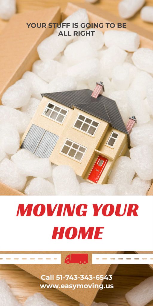 Home Moving Service Ad House Model in Box Graphic Design Template