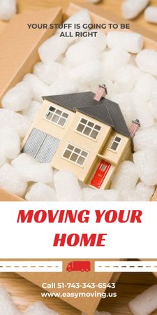 Home Moving Service Ad House Model in Box Graphic Design Template