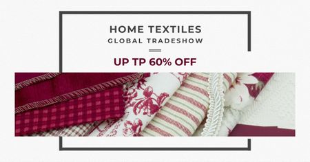 Designvorlage Home Textiles Event Ankündigung in Rot für Facebook AD