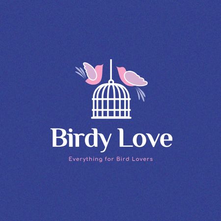 Birds Store Ad with Cage Logo tervezősablon