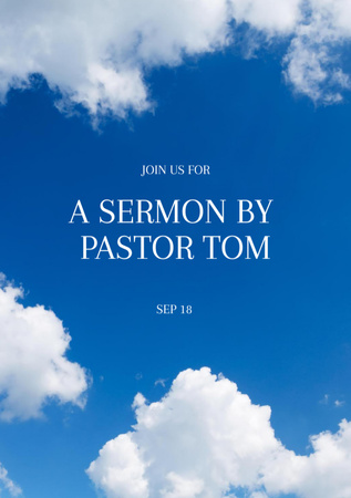 Church Sermon Announcement with Clouds in Blue Sky Flyer A5 Design Template