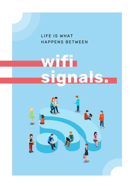 Phrase about Life and Relationship on Background of Wi-Fi Sign Postcard A6 Verticalデザインテンプレート