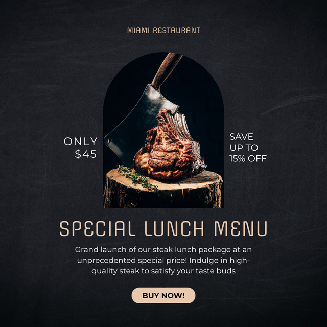 Designvorlage Special Lunch Menu on Black für Instagram