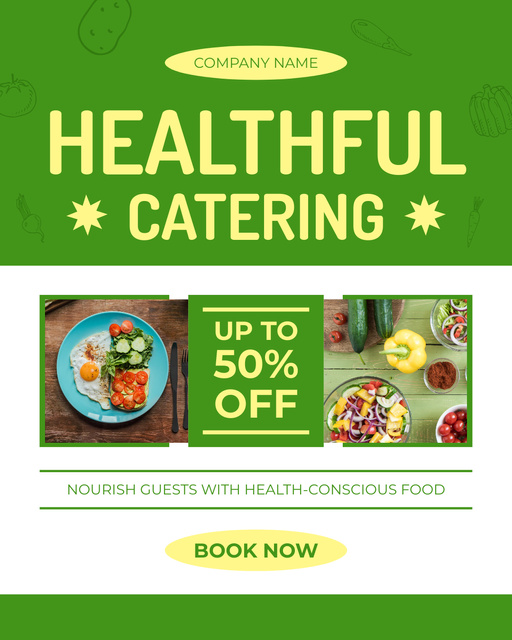 Catering Service for Event with Health Instagram Post Vertical tervezősablon