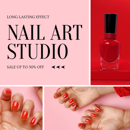 Nail Art Studio Services With Discount Animated Post Design Template
