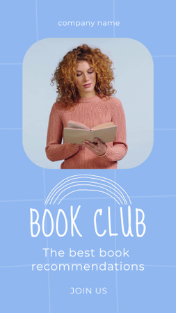 Designvorlage Redhead Woman Reading Book für Instagram Video Story
