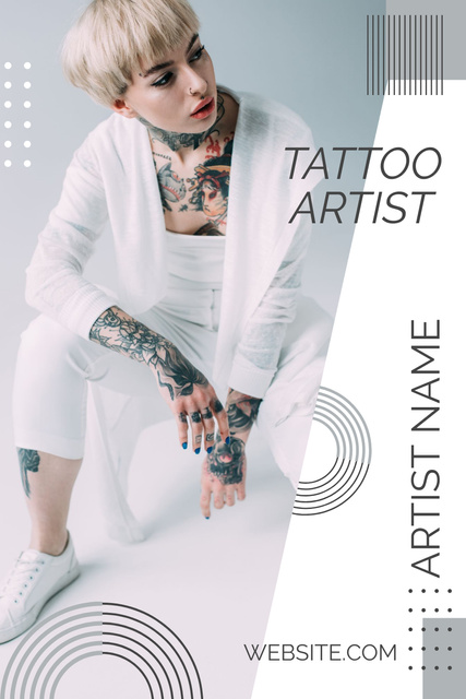 Ontwerpsjabloon van Pinterest van Beautiful Tattoos From Artist Offer In White