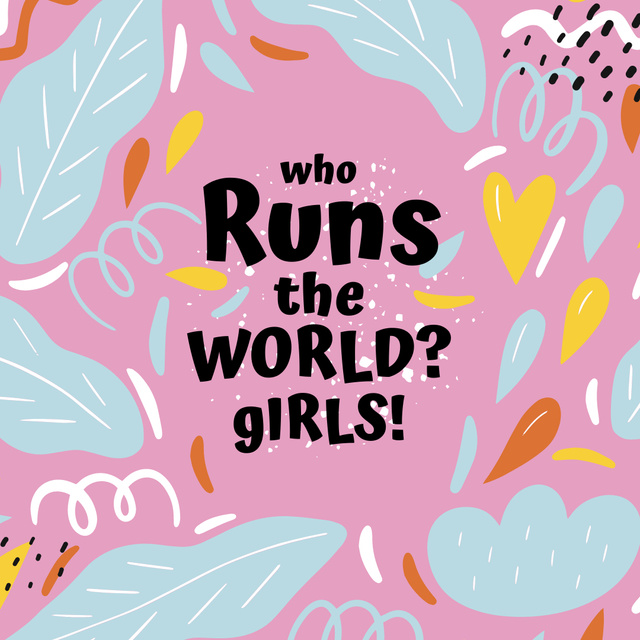 Girl Power Inspiration on Leaves and Hearts pattern Instagram – шаблон для дизайну