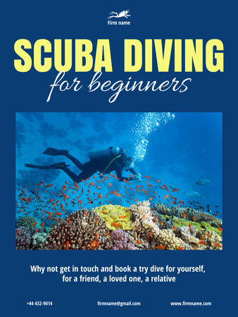 Platilla de diseño Ad of Diving for Beginners Poster 36x48in