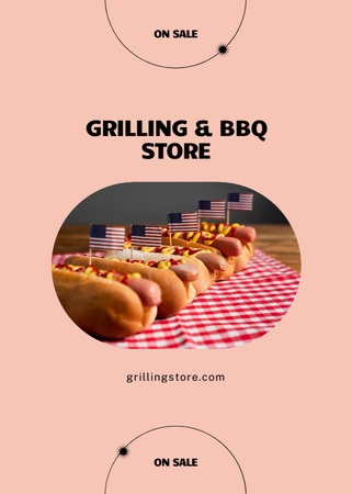 USA Independence Day Sale of BBQ Goods Postcard 5x7in Vertical Design Template