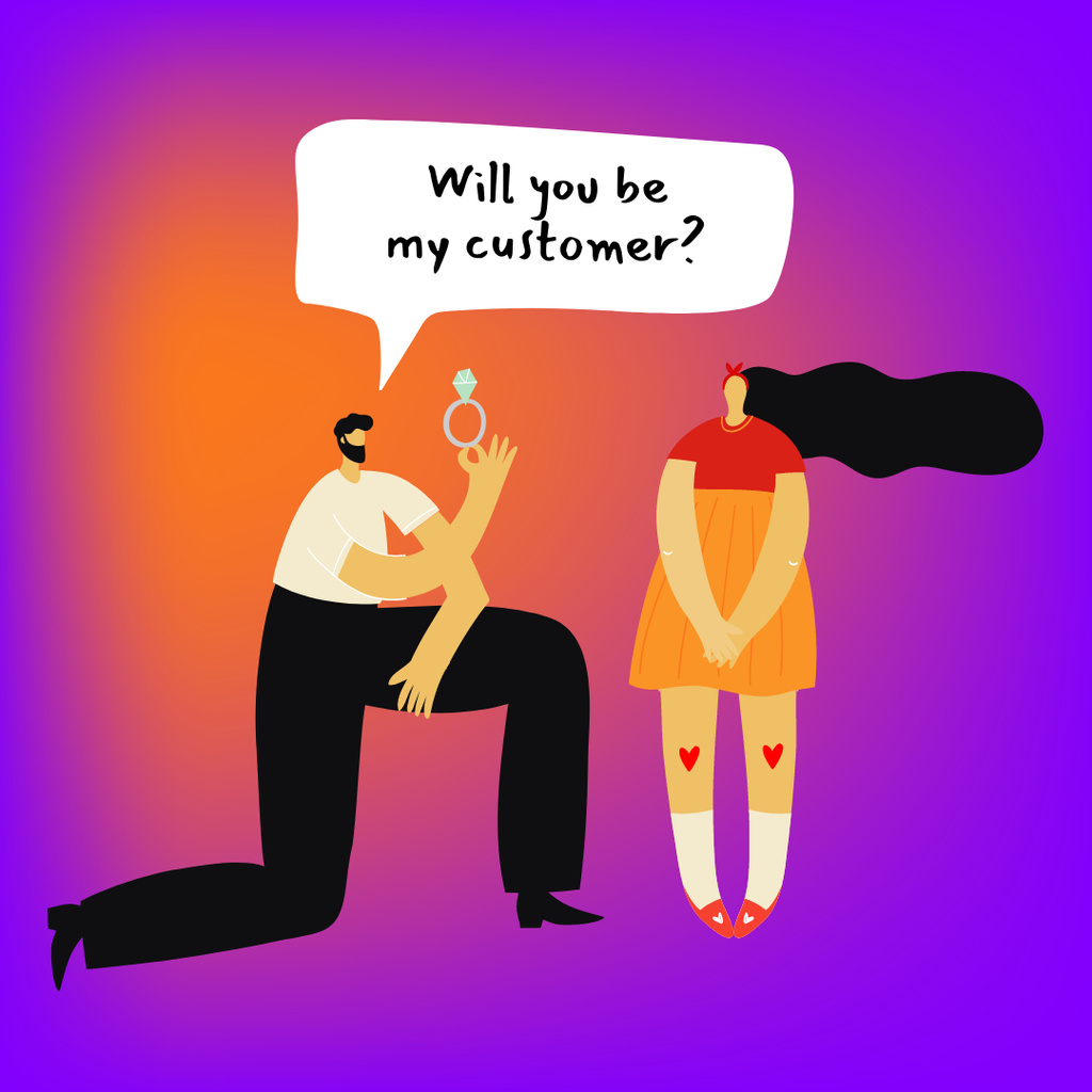 Businessman proposes to Customer Instagram tervezősablon