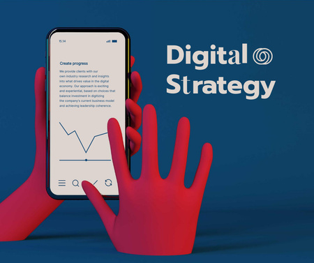 Plantilla de diseño de Digital Strategy Ad with using Mobile App Facebook 