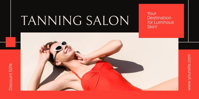 Tanning Salon Services for Luminous Skin Twitter Design Template