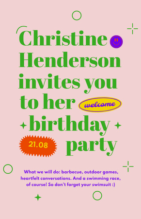 Bright Birthday Party Announcement Flyer 5.5x8.5in Modelo de Design