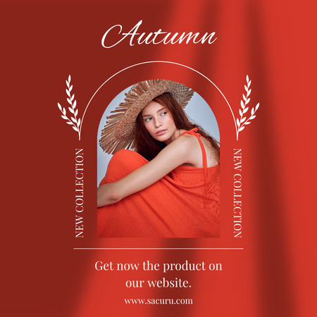 Autumn Collection with Red-haired Girl Instagram Design Template
