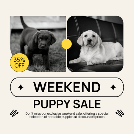 Weekend Puppy Sale Instagram AD Design Template