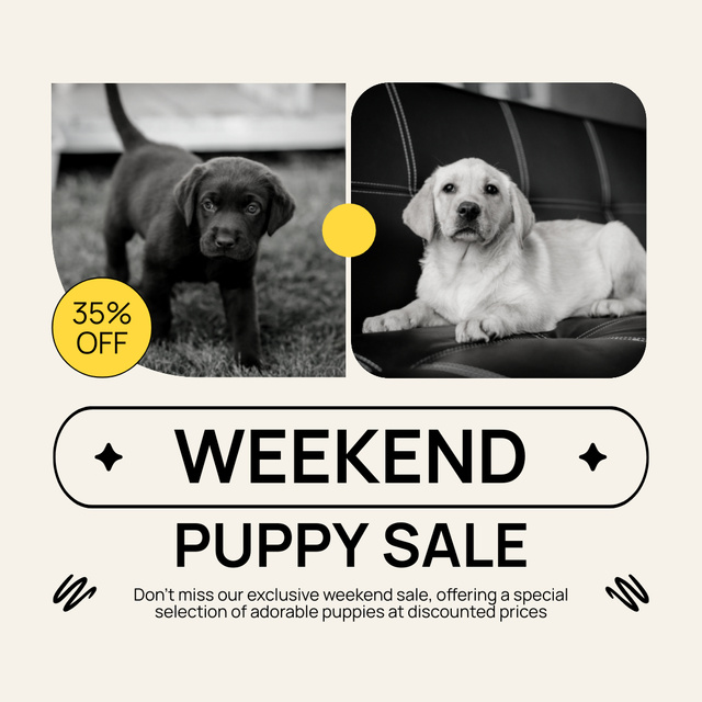 Ontwerpsjabloon van Instagram AD van Weekend Puppy Sale