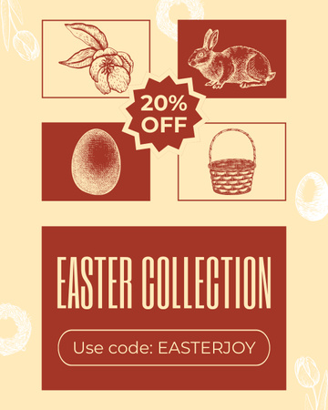 Easter Collection Ad with Creative Sketches Instagram Post Vertical Design Template