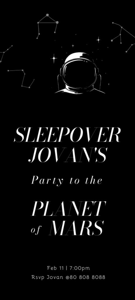 Welcome to Sleepover Party on Mars Invitation 9.5x21cm – шаблон для дизайна
