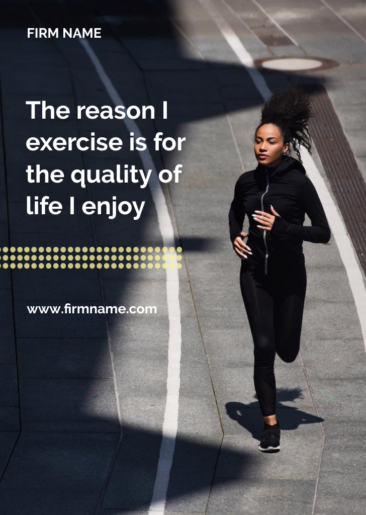 Inspirational Quote With Running Young Woman Postcard A6 Vertical – шаблон для дизайну