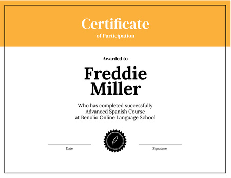 Szablon projektu Certificate of Achievement Certificate