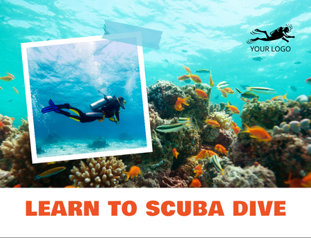 Scuba Diving Ad Postcard 4.2x5.5in Design Template