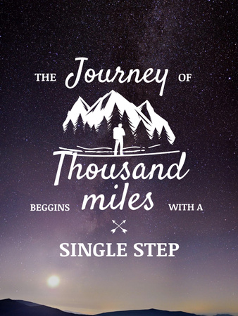 Ontwerpsjabloon van Poster US van Journey Inspiration with Traveler in Mountains