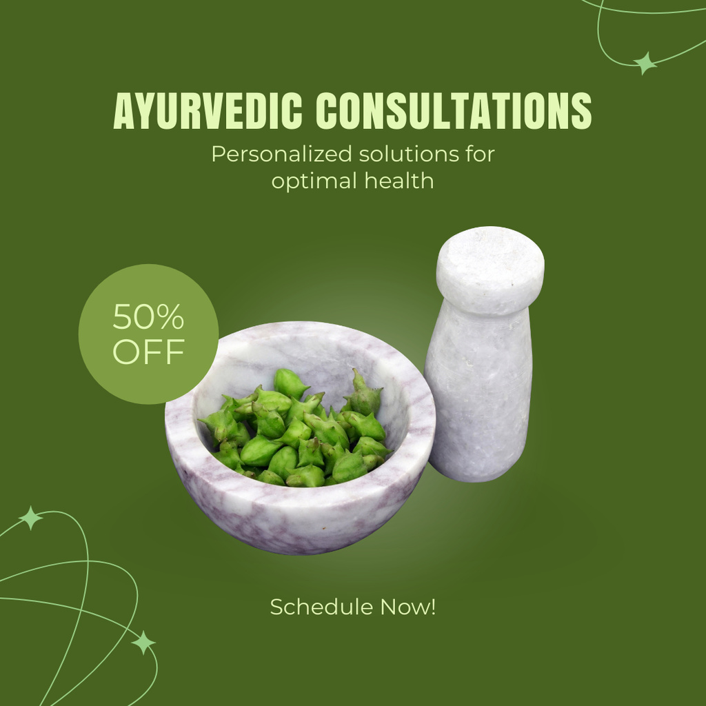 Plantilla de diseño de Ayurvedic Consultation With Herbal Remedies At Half Price Instagram AD 