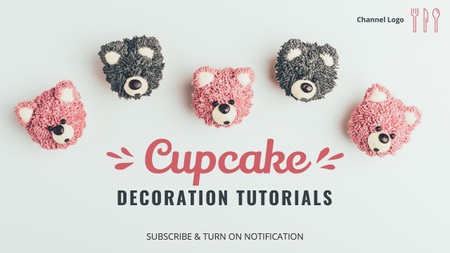 Ontwerpsjabloon van Youtube Thumbnail van Tutorials voor het versieren van cupcakes