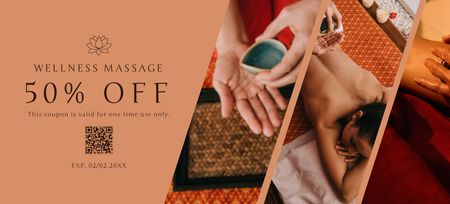 Wellness Massage Center Offer Coupon 3.75x8.25in Design Template
