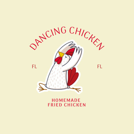 Designvorlage Emblem des tanzenden Huhns für Logo