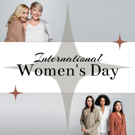 Ontwerpsjabloon van Instagram van Aankondiging Internationale Vrouwendag met vrouwen van verschillende leeftijden