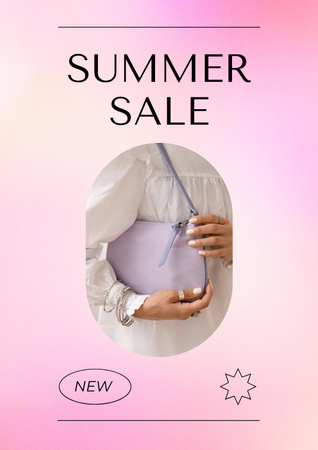 Plantilla de diseño de Summer Sale Ad with Stylish Female Bag Poster 