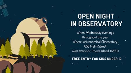 Evento noturno aberto no Observatório Title Modelo de Design