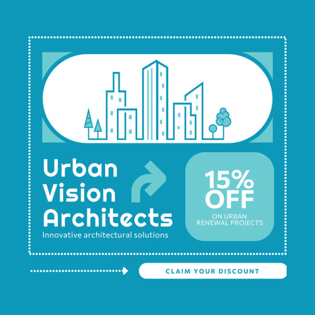 Modèle de visuel Offre de services architecturaux avec réduction - LinkedIn post