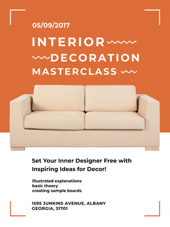 Interior decoration masterclass with Sofa in red Poster US Modelo de Design