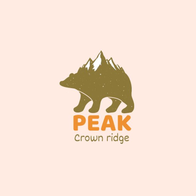 Travel Tour Offer with Bear and Mountains Logo Design Template
