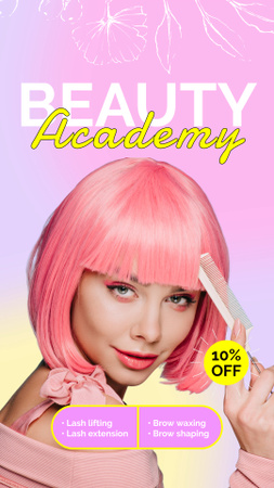 Beauty Academy With Lash And Brow Procedures And Discount Instagram Video Story Πρότυπο σχεδίασης