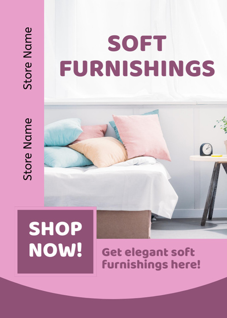 Designvorlage Soft Furnishing Sale Pink für Flayer