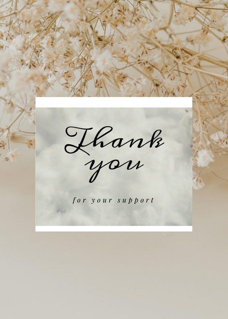 Thank You for Support on Elegant Beige Blossom Postcard 5x7in Vertical Design Template