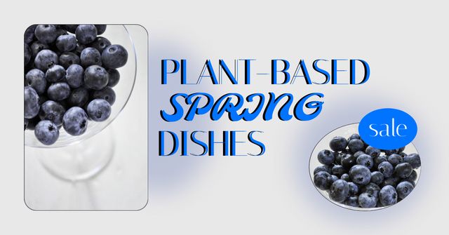 Designvorlage Fresh Ripe Blueberries für Facebook AD