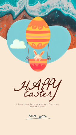 Easter Greeting Bunny on Air Balloon Instagram Video Story Design Template