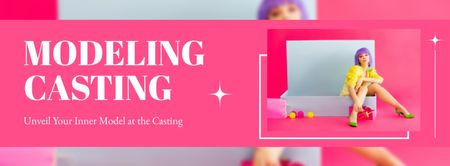Young Woman at Model Casting Facebook cover Design Template