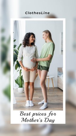 Template di design festa della mamma saluto con la donna incinta Instagram Story