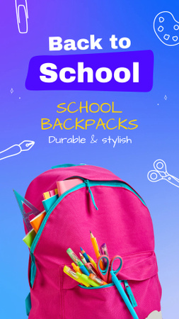 Ontwerpsjabloon van Instagram Video Story van Colorful Backpacks For Children Offer